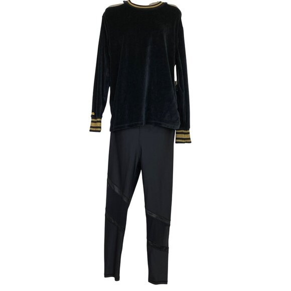 C&C California Large Black Velvet Star‎ Cold-Shoulder Top Gold Leggings Set Yoga - Picture 4 of 10